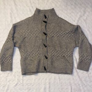 SZ Large Cyrus Gray Knit Cozy Thick Button-Front Cardigan